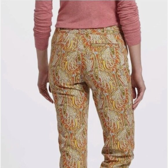 Anthropologie Cartonnier - Orange Paisley Cropped Slim Pants - Size 6 - Picture 4 of 8